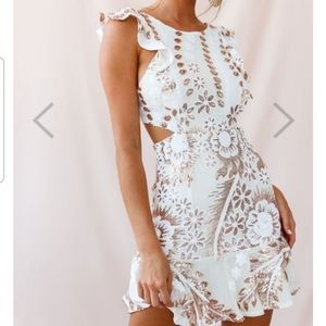 Jackie Pinafore Sequin White/Gold